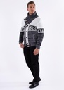 Greek Key Contrast Button Up Sweater