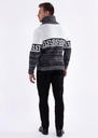 Greek Key Contrast Button Up Sweater