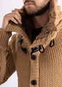 Fur-Lined Collar Button Up Sweater