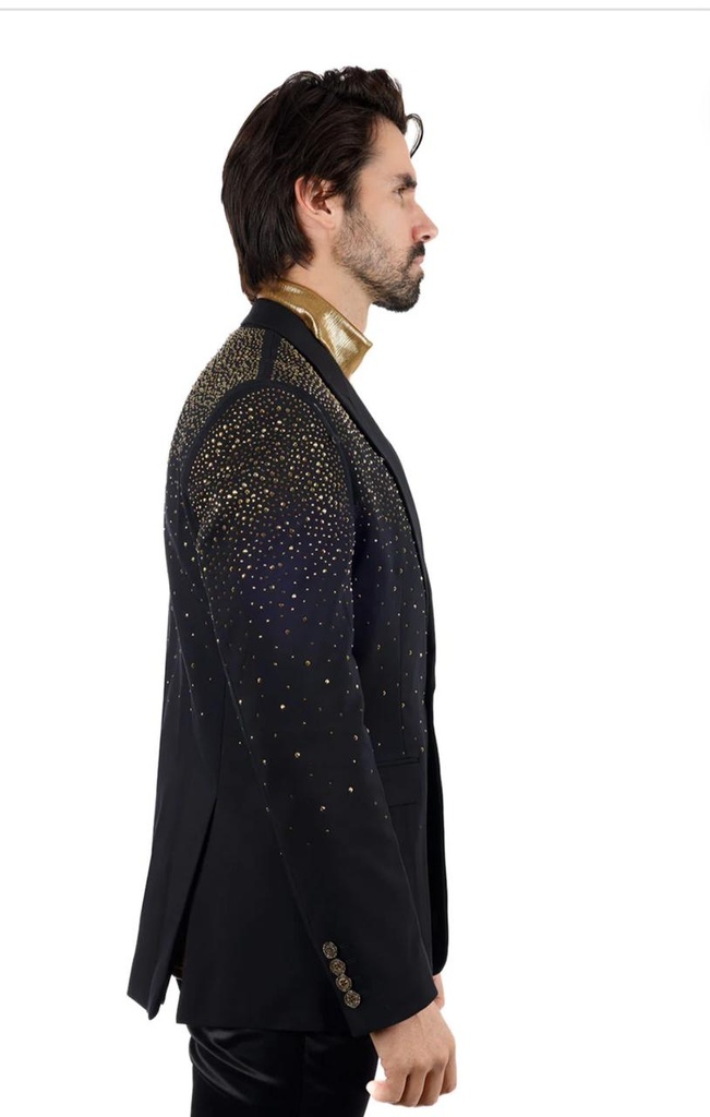 Rhinestone Blazer - Black Gold
