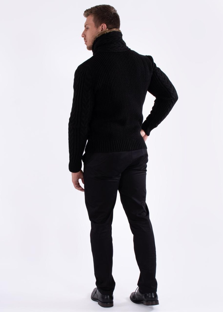 Sale Fur-Lined Collar Button Up Sweater