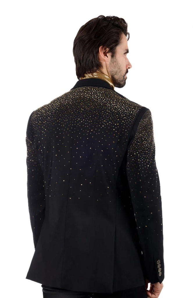 Rhinestone Blazer - Black Gold
