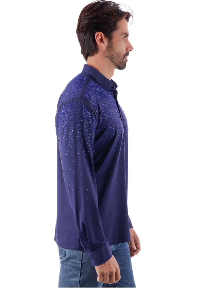 Long Sleeve Stone Shirt - Navy Mulit Blue