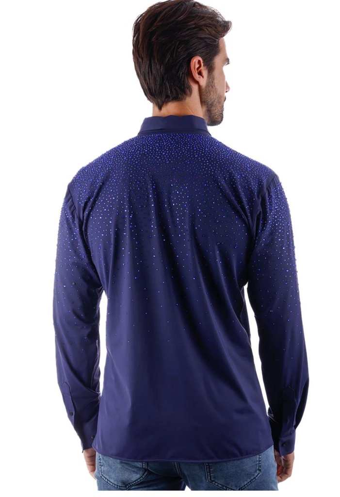 Long Sleeve Stone Shirt - Navy Mulit Blue