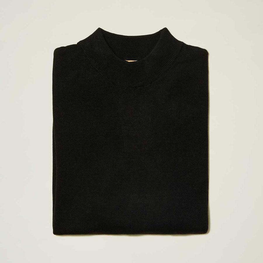 Cotton Blend Mock Neck