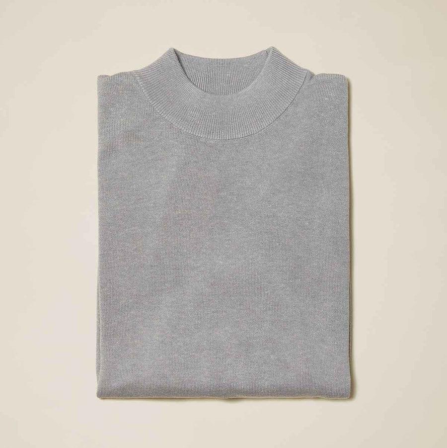 Cotton Blend Mock Neck
