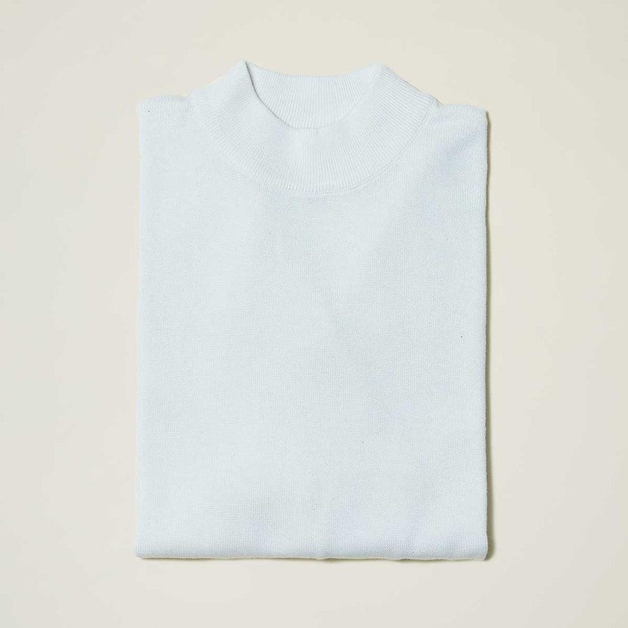 Cotton Blend Mock Neck