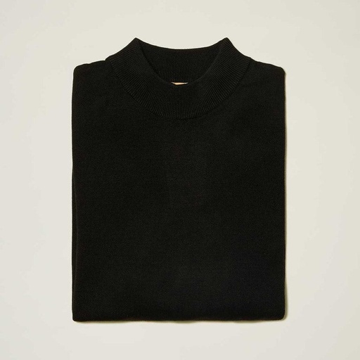 Cotton Blend Mock Neck