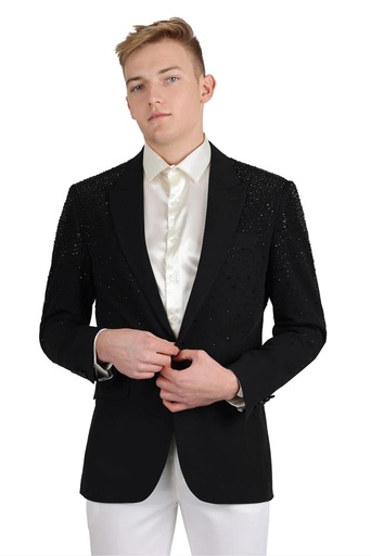 Rhinestone Blazer - Black Black